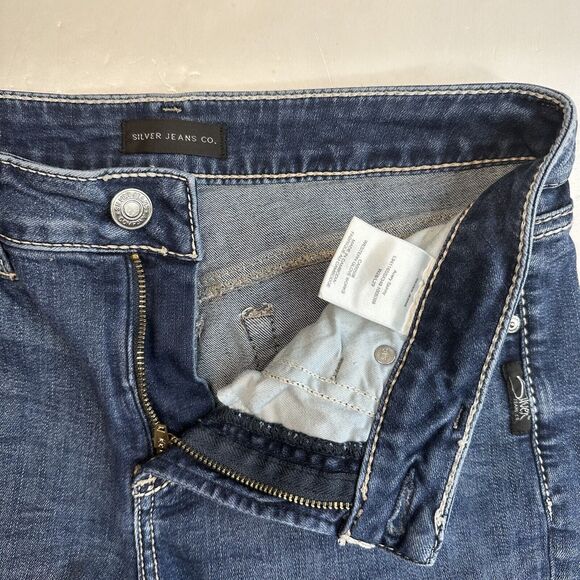 Silver Jeans Women 28 Avery Skinny Curvy Stretch Denim Blue Medium Wash Distress - Picture 8 of 13
